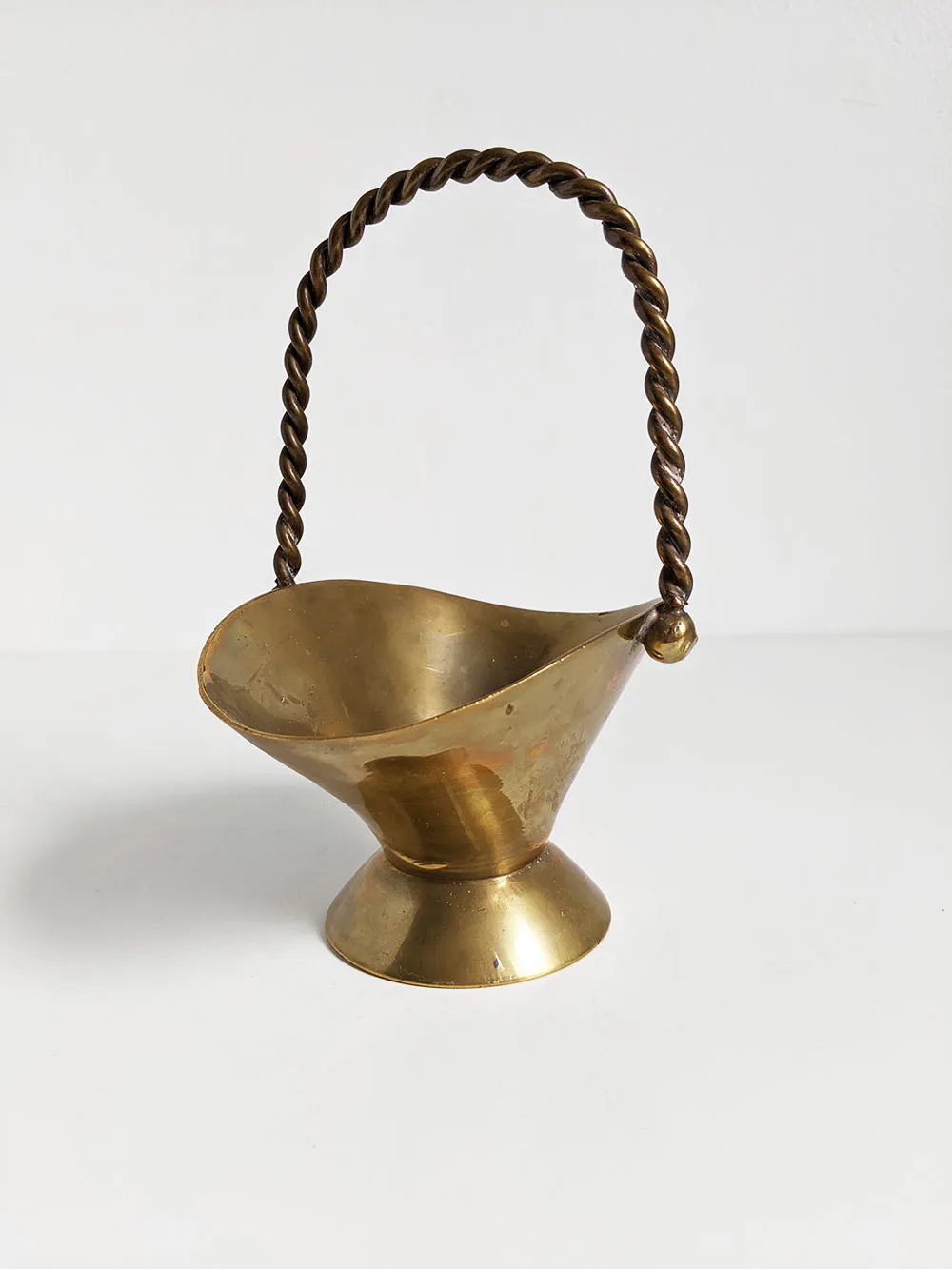 Small Brass Basket with Twisted Handle