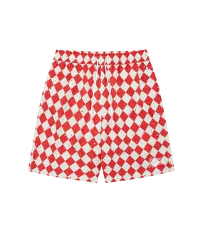 SPACE CHECK SWIM SHORTS - RED