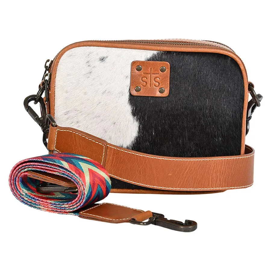 STS Ranchwear Women's Lucy Crossbody Hair On Hide Purse - Basic Bliss Cowhide