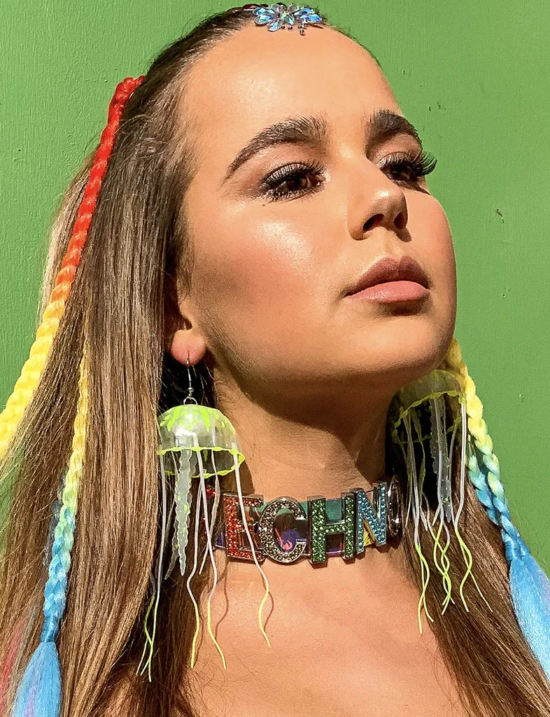 TECHNO CHOKER - RAINBOW HOLOGRAM