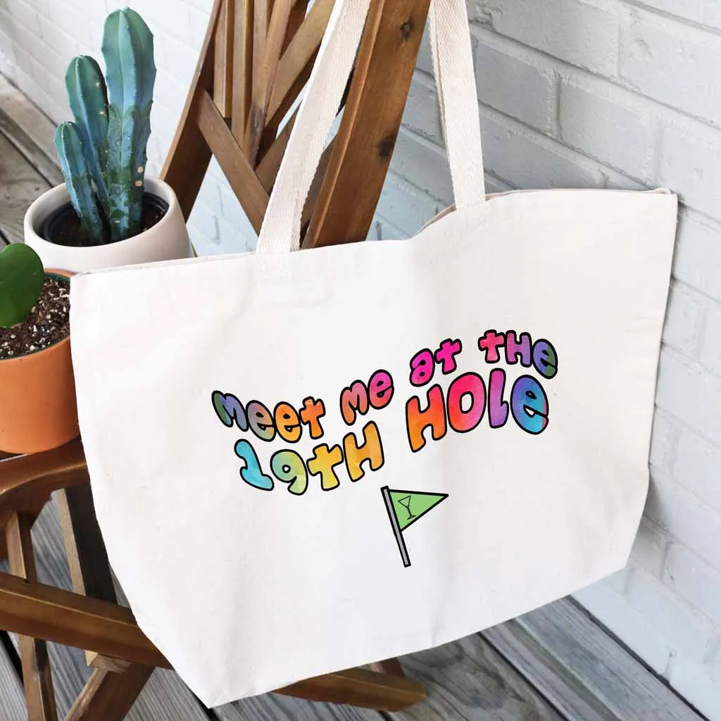 The 19th Hole Large Canvas Golf Tote Bag