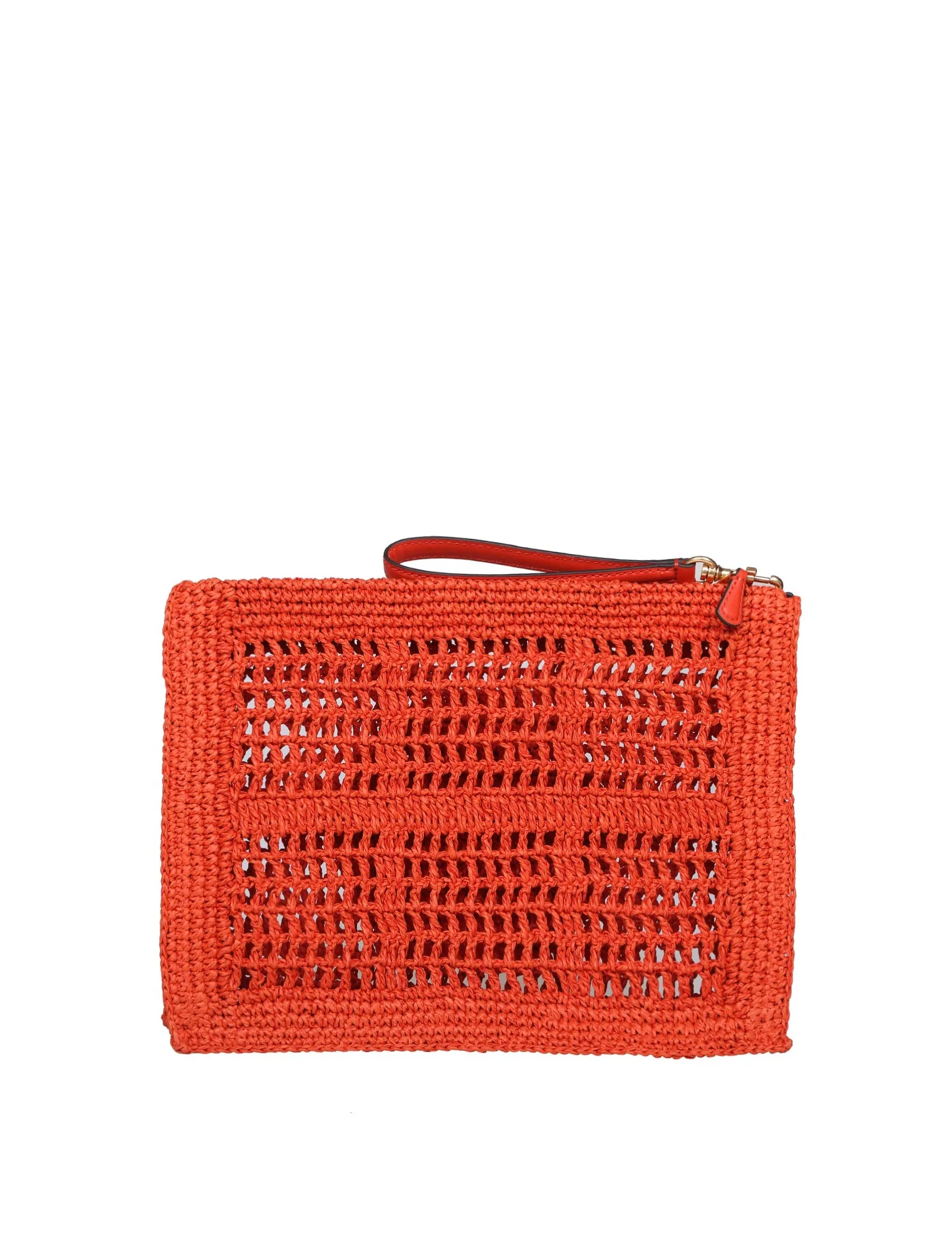 TORY BURCH ELLA CLUTCH IN RAFFIA COLOR RED