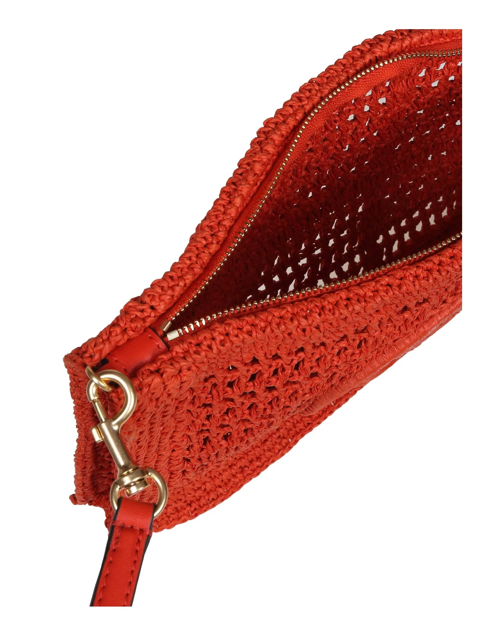 TORY BURCH ELLA CLUTCH IN RAFFIA COLOR RED