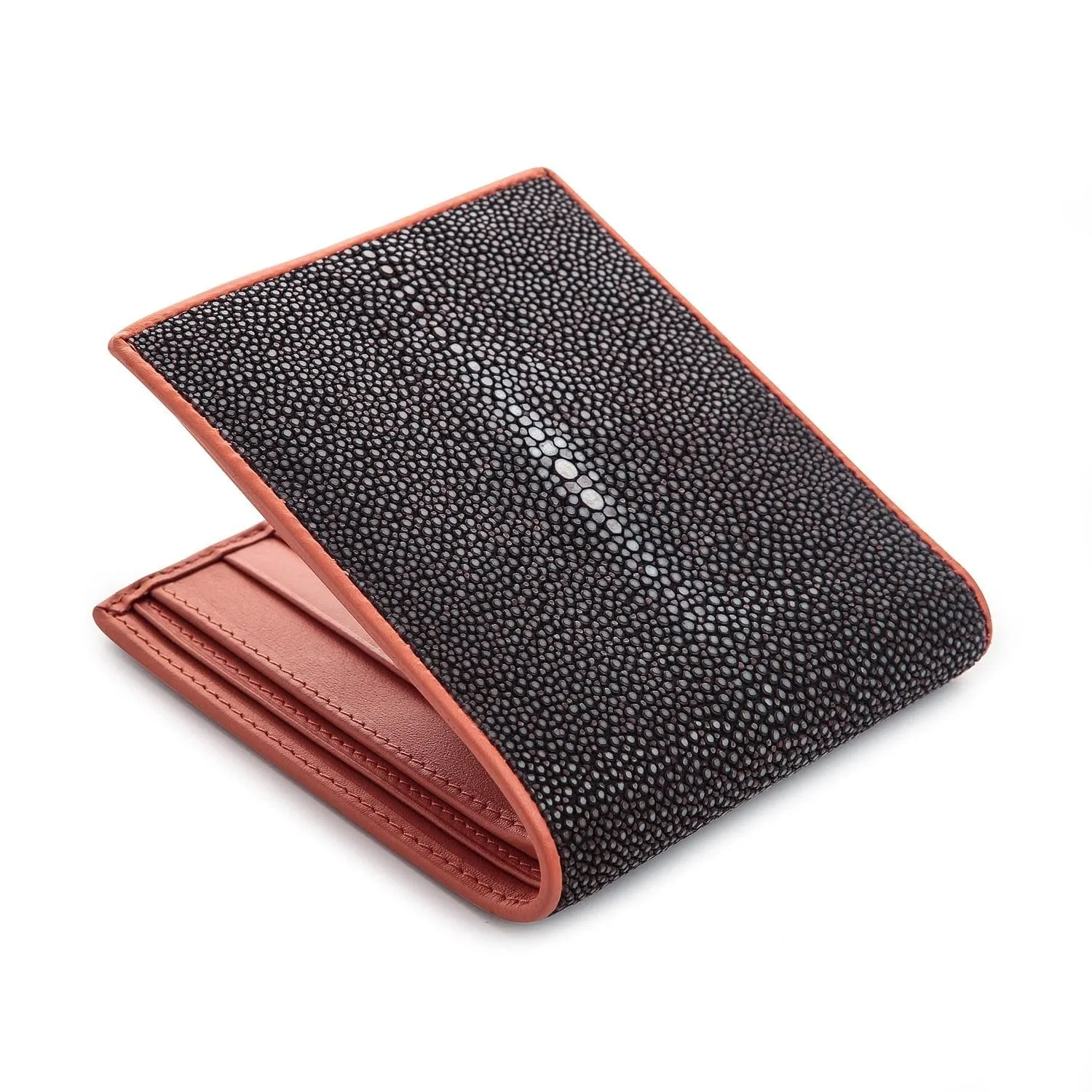 Twotone Black Brown Genuine Stingray Skin Men's Wallet