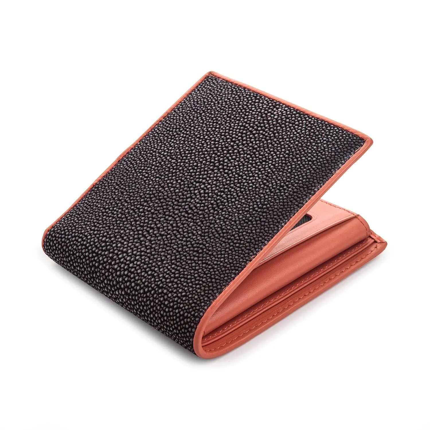 Twotone Black Brown Genuine Stingray Skin Men's Wallet