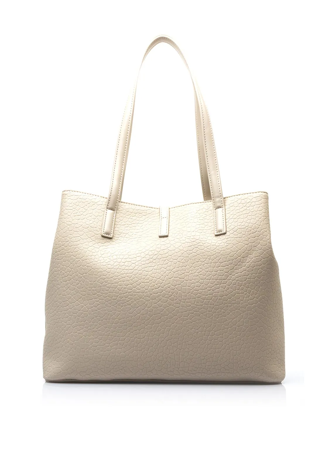 Valentino Zeno Pebbled Tote Bag, Ecru