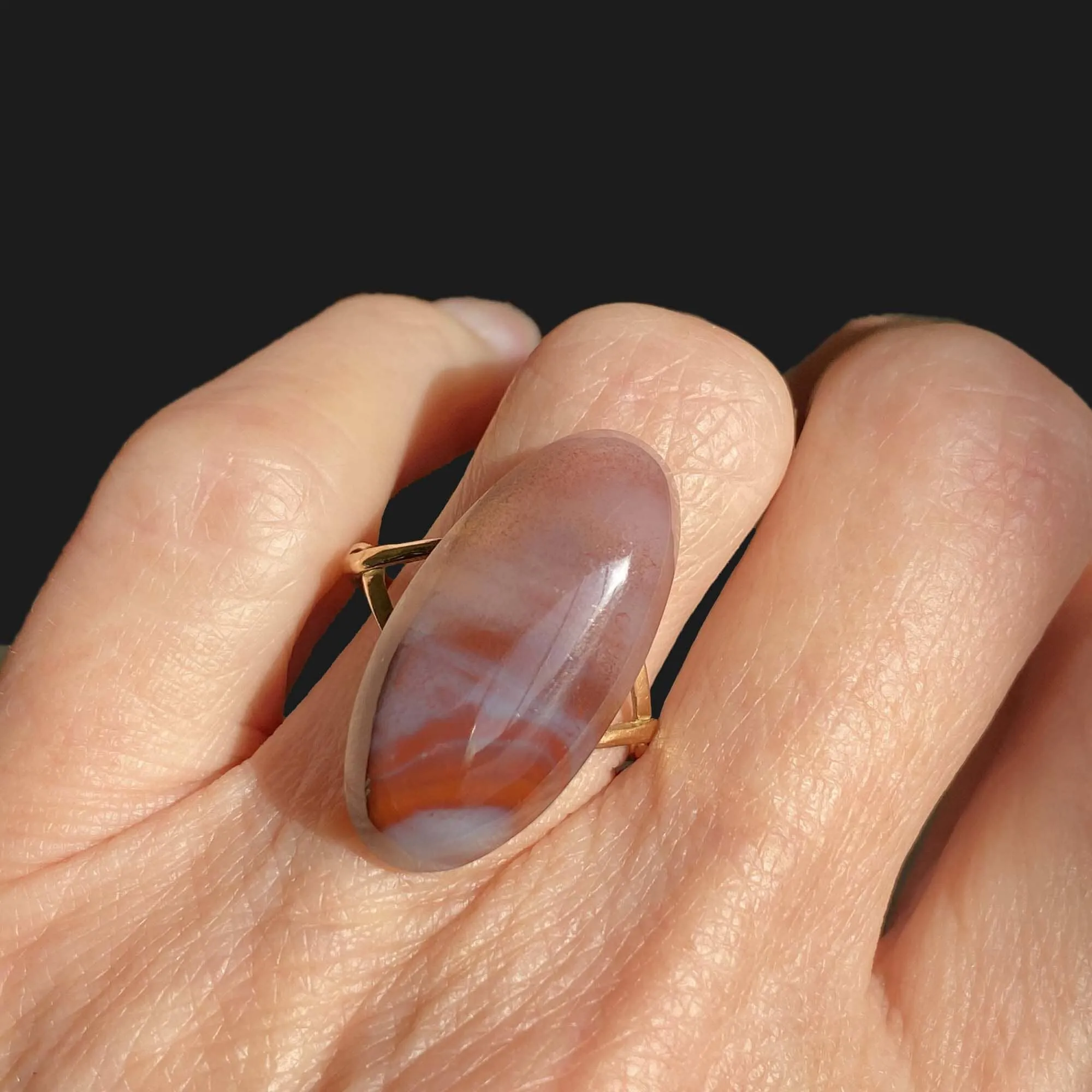 Vintage 14K Gold Lake Superior Agate Ring