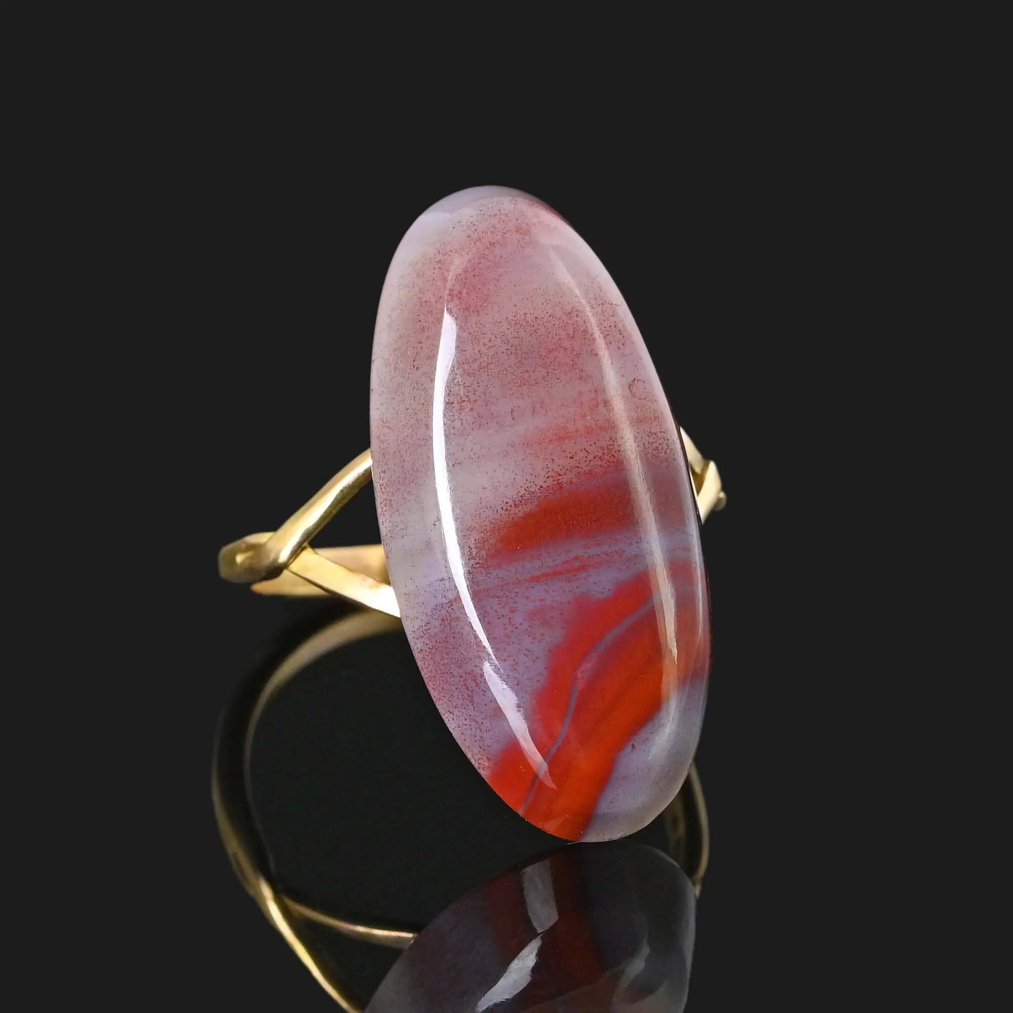 Vintage 14K Gold Lake Superior Agate Ring