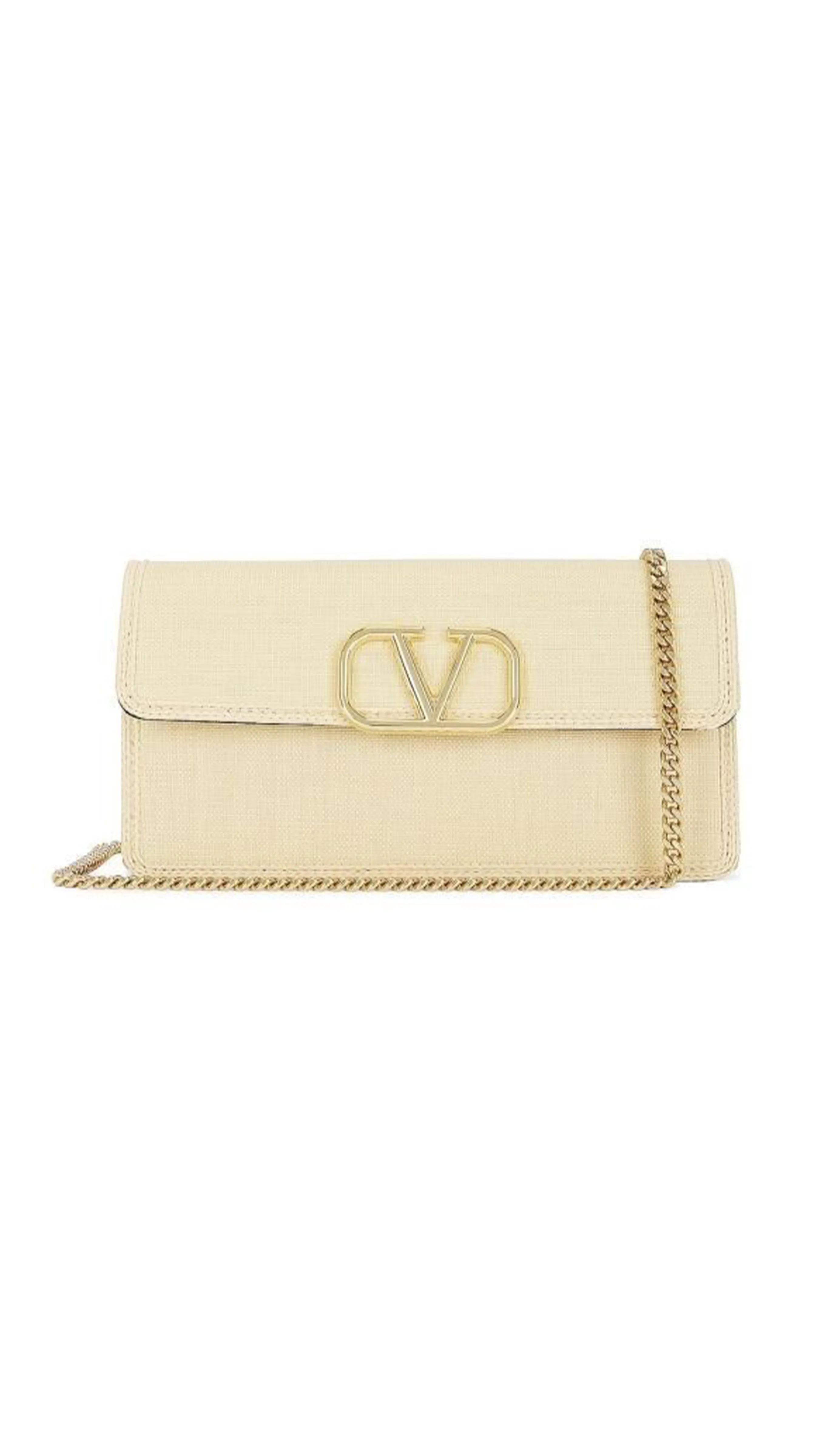 Vlogo Signature Raffia Wallet on Chain - Natural