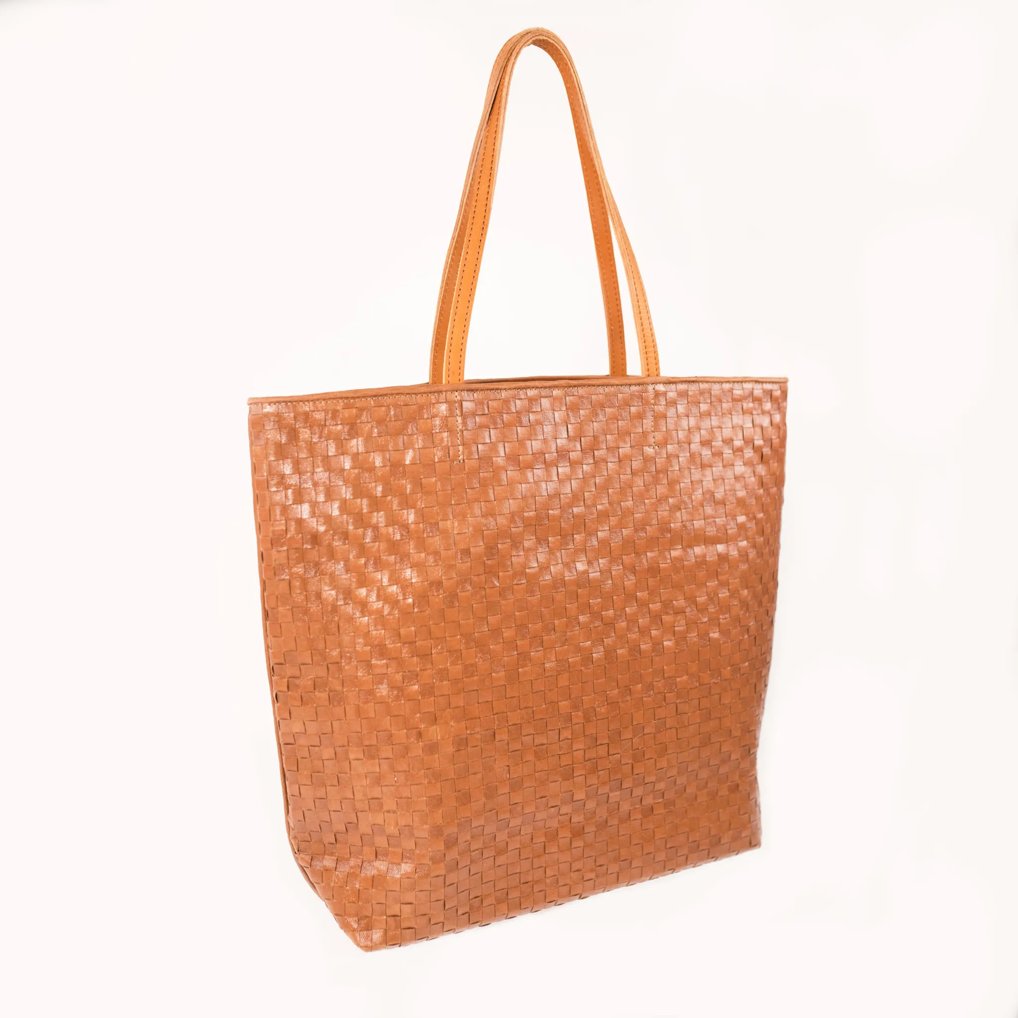 Washable Paper Tosca Bag in Woven Cuoio