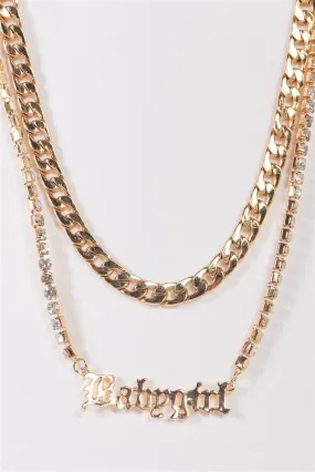 Wholesale Babygirl Chunky Necklace - Gold