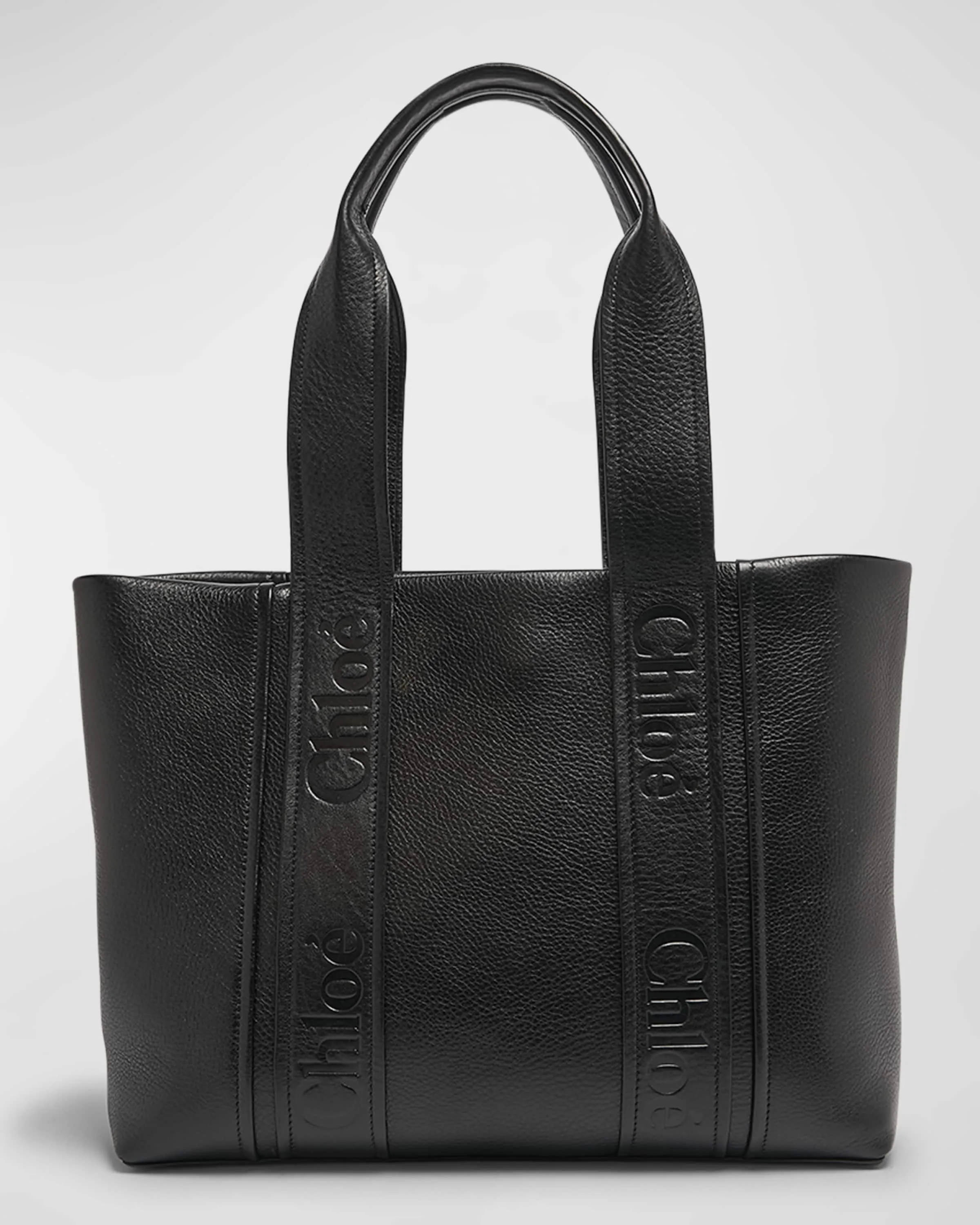 Woody Medium Tote Bag in Shiny Grained Calfskin