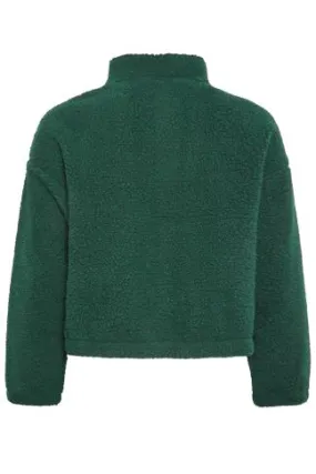 YOURS Curve Forest Green Cropped Zip Through Teddy Fleece