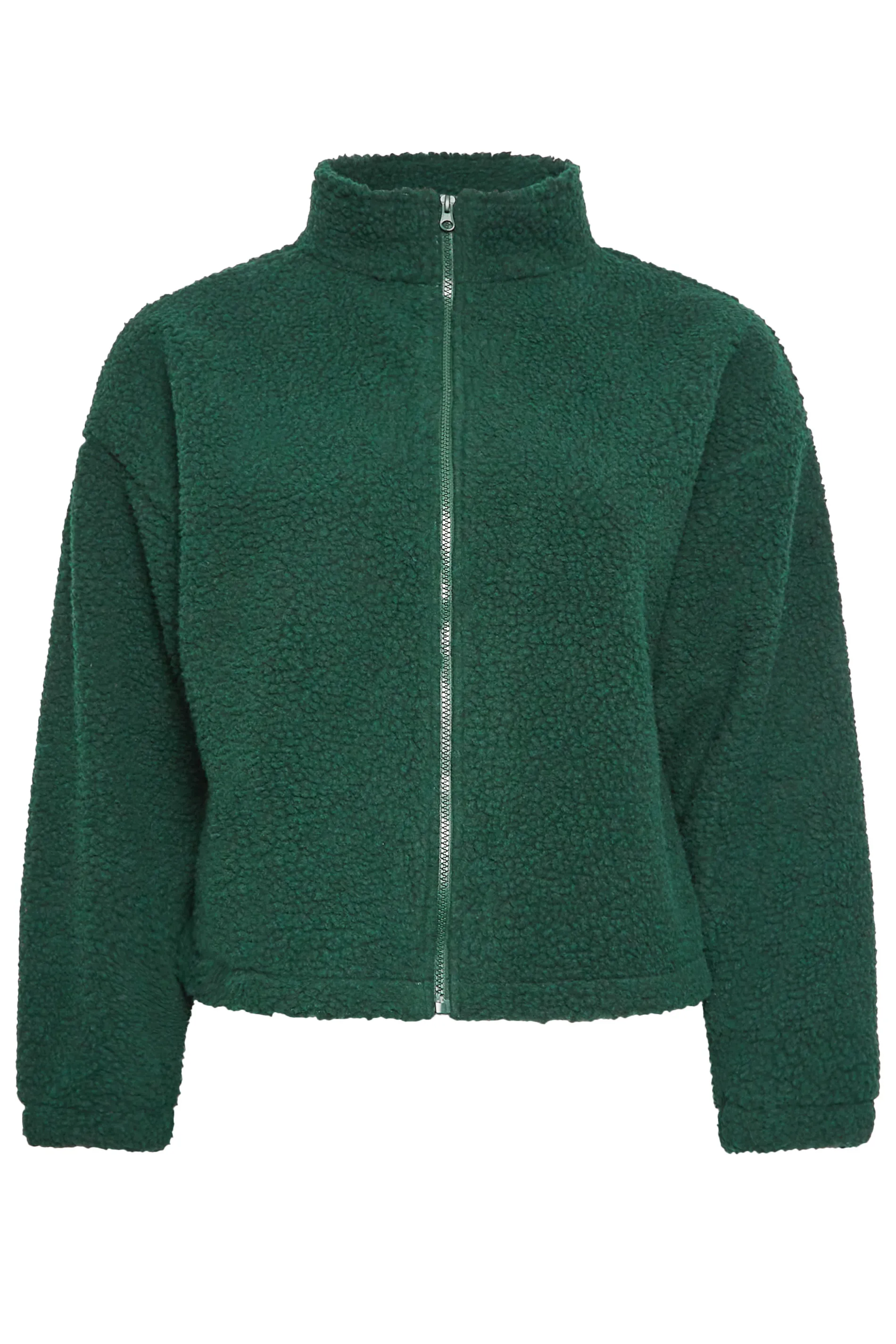 YOURS Curve Forest Green Cropped Zip Through Teddy Fleece